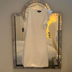 Ruffled Slim White Dress